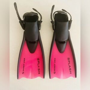 Deep See Jr Pink Splash Swim Fins Flippers S-M Size 9-13 Kids Scuba Snorkeling